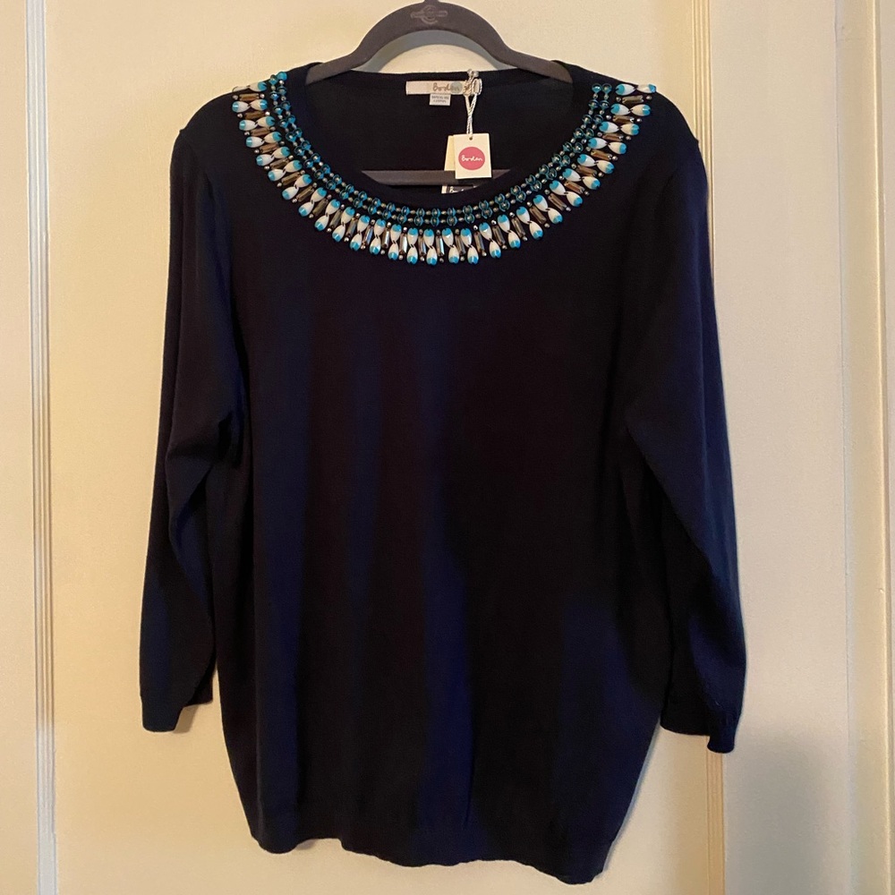 NWT Boden 3/4 sleeve embellished sweater - US 14